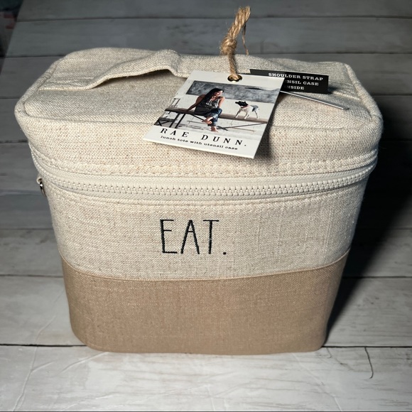 Rae Dunn Beige EAT lunch tote bag - Picture 3 of 7